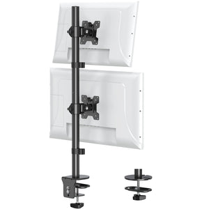 Vertical Dual Monitor Stand, Stacked Monitor Mount for 2 Monitors Up to 32 inches, Computer Monitor Arm with Swivel, Tilt, Height Adjustable, Each Monitor Desk Mount Holds up to 17.6 lbs