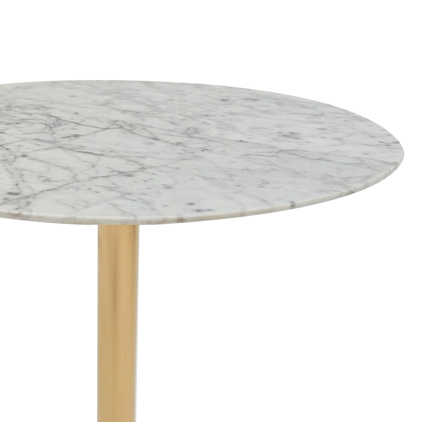 Round Marble Coffee Table with Sleek Metal Frame, Modern Nordic Side Table with, Elegant Nightstand for Living Room, Bedroom, Entryway, and Office - Durable, Easy to Clean