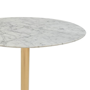 Round Marble Coffee Table with Sleek Metal Frame, Modern Nordic Side Table with, Elegant Nightstand for Living Room, Bedroom, Entryway, and Office - Durable, Easy to Clean
