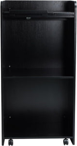 Lecterns & Podiums, Podium Stand with Wheels and Storage Layer, Portable Podium Reception Desk, Suitable for Church pulpits, Mobile lecterns for Meetings, and classrooms (White) (Black)