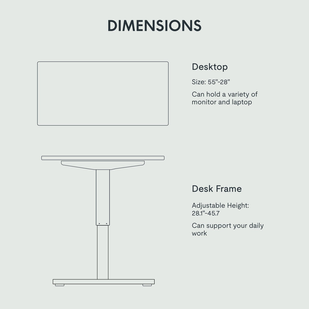 EN1 One-Piece Standing Desk, Electric Adjustable with 4 Memory Presets, 176 LBS Capacity, Stable & Quiet, Seamless Desktop for Home Office & Dual Monitors, 55"x28" Maple