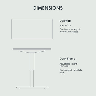 EN1 One-Piece Standing Desk, Electric Adjustable with 4 Memory Presets, 176 LBS Capacity, Stable & Quiet, Seamless Desktop for Home Office & Dual Monitors, 55