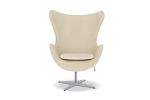 Valencia Finola Swivel Armchair 35.4”, Italian Nappa 11000 Top Grain Leather, 360° Swivel, Mid-Century Modern Accent Chair for Living Room, Cream