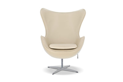 Valencia Finola Swivel Armchair 35.4”, Italian Nappa 11000 Top Grain Leather, 360° Swivel, Mid-Century Modern Accent Chair for Living Room, Cream