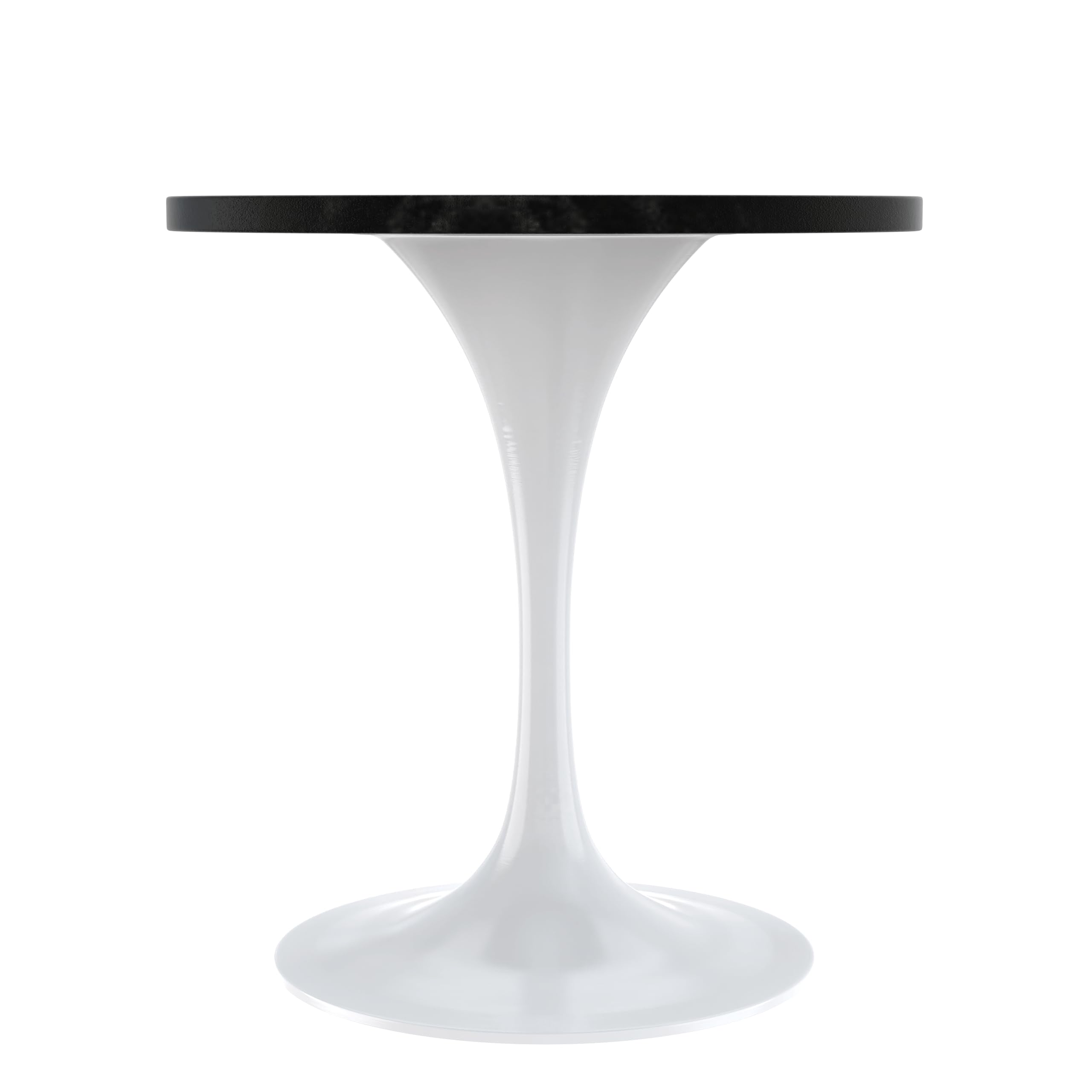 Mid-Century Modern 27 Inch Round Dining Table, MDF Wood Tabletop with White Steel Pedestal Base, Contemporary Kitchen & Dining Room Table, Small Space Breakfast Table, Black
