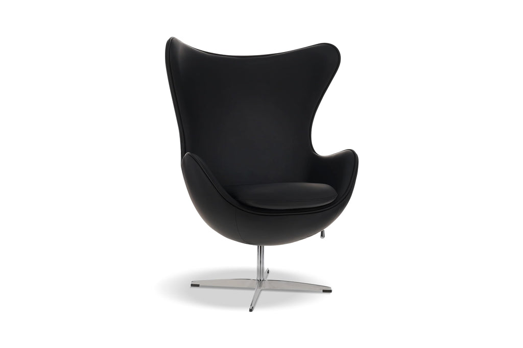 Swivel Armchair 35.4”, Italian Nappa 11000 Top Grain Leather, 360° Swivel, Mid-Century Modern Accent Chair for Living Room, Black