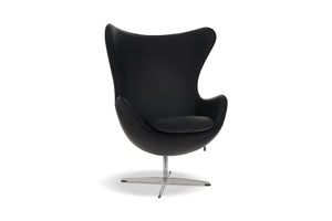 Swivel Armchair 35.4”, Italian Nappa 11000 Top Grain Leather, 360° Swivel, Mid-Century Modern Accent Chair for Living Room, Black