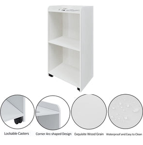 Podium Stand Portable with Wheels, floor stand for church, meeting, debate with large storage area (white)