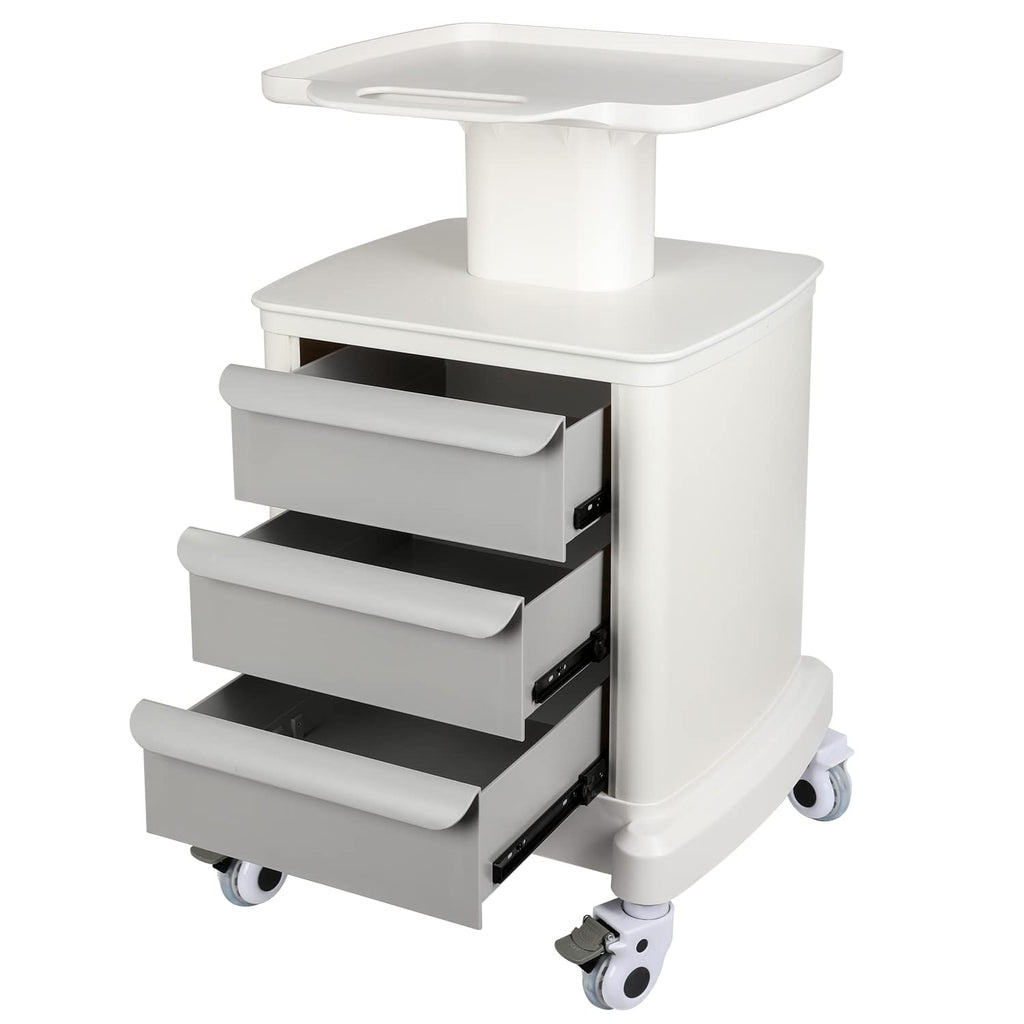Mobile Trolley Cart for Portable Ultrasound Imaging Scanner Vehicle Trolley Beauty Storage Cart 110 LBS Load with 3 Drawers 4 Wheels for Hospital Office Bedroom Medical Clinic