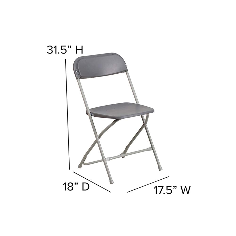 Set of 10, Gray, Hercules Series Plastic Folding Chairs for Parties and Weddings, Stackable Commercial Event Seats,