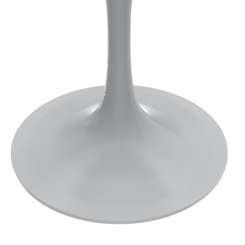 Mid-Century Modern 27 Inch Round Dining Table, MDF Wood Tabletop with White Steel Pedestal Base, Contemporary Kitchen & Dining Room Table, Small Space Breakfast Table, Dark Maple