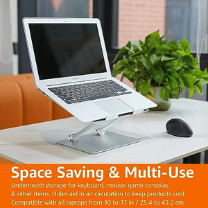Sturdy and Portable Ergonomic Laptop Stand for Desk, Adjustable Riser, Fits all Laptops and Notebooks up to 17.3 Inch, Silver, 10 x 8.7 x 6 in