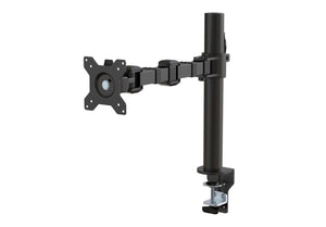Single Computer Monitor Stand with Cable Management, Height Adjustable VESA Desk Arm Mount, Fully Adjustable Tilt and Rotation, Steel, Black, Fits 13-30