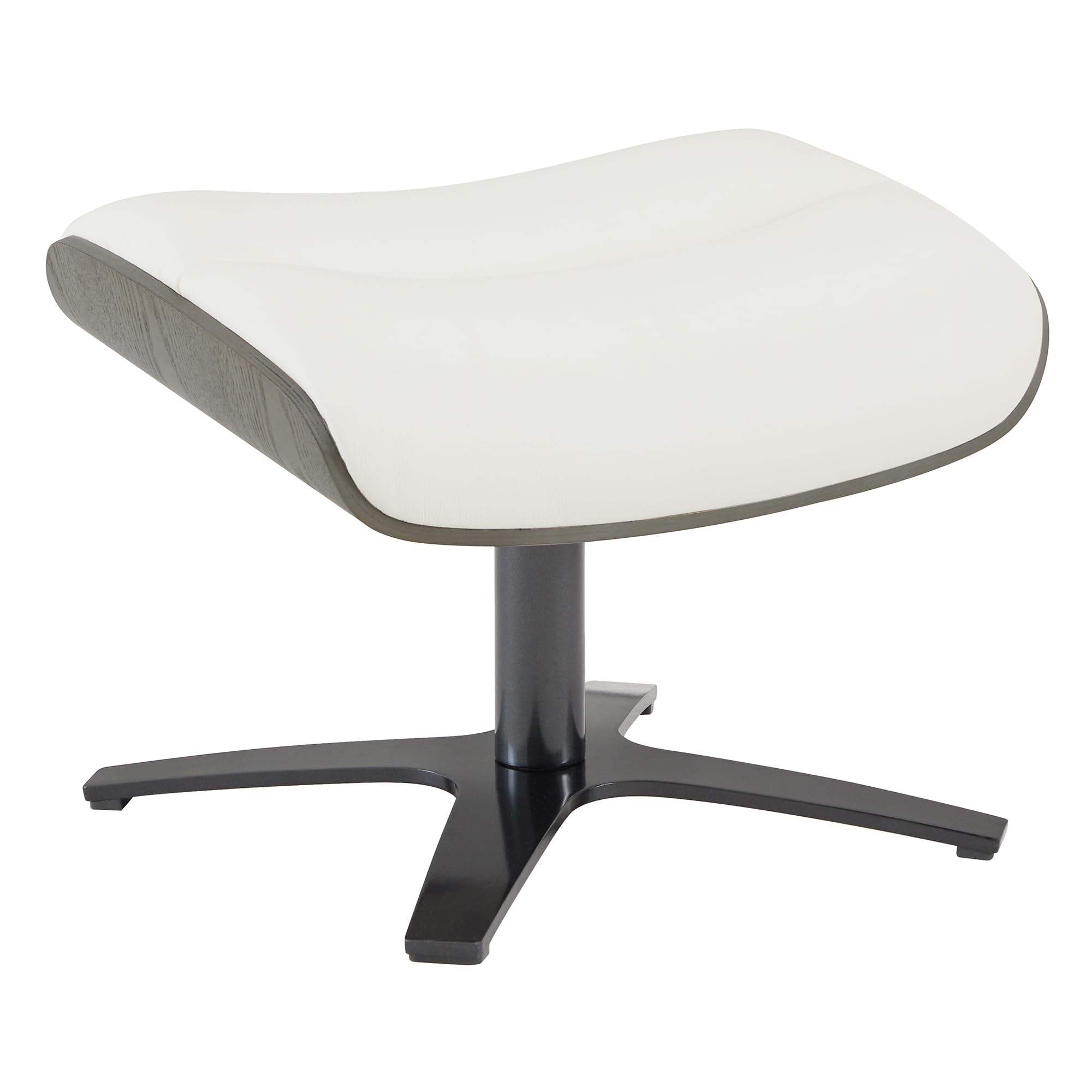 Genuine Leather Reclining Swivel Chair with Adjustable Headrest and Ottoman for Living Room, White