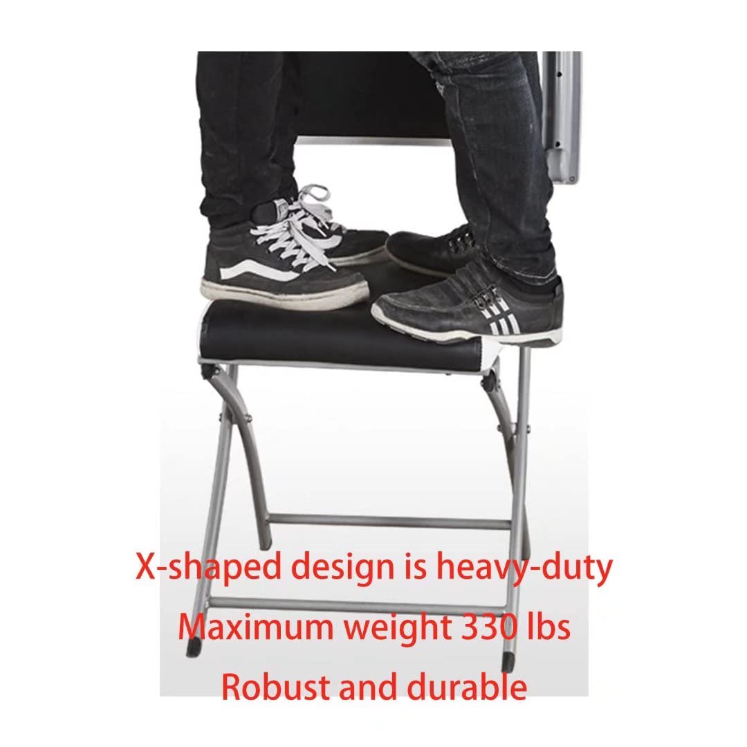 Home Office Desk Chair Ergonomic Desk Chair Leather Padded Seats,Folding Office Chair no Wheels Small Spaces Portable,Comfy Gaming Desk Chair for Bedroom,livingroom,1 Piece,Black