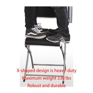 Home Office Desk Chair Ergonomic Desk Chair Leather Padded Seats,Folding Office Chair no Wheels Small Spaces Portable,Comfy Gaming Desk Chair for Bedroom,livingroom,1 Piece,Black