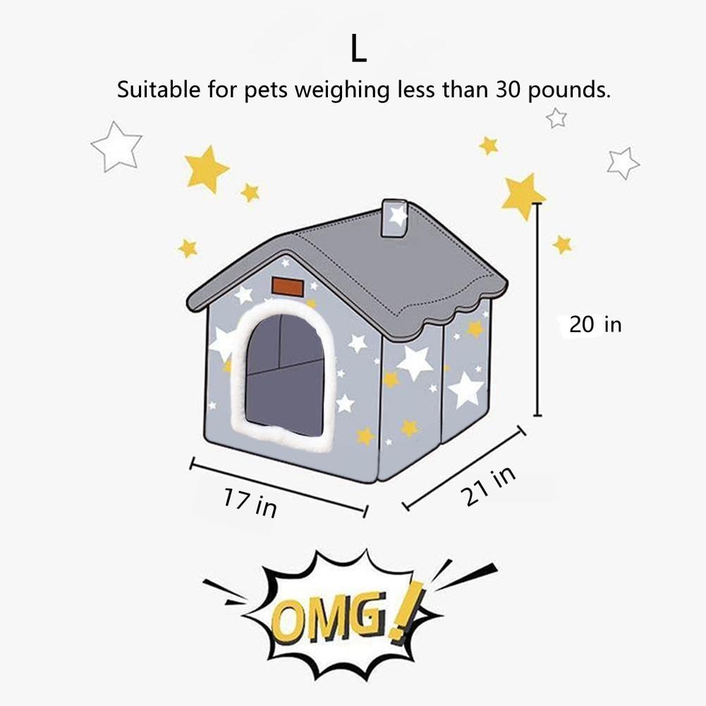 Dog House Indoor Memory Sponge, Foldable Dog House Kennel Bed Mat with Cushion for Small Medium Large Dogs Cats, Winter Warm Cat Nest Puppy Cave Sofa Pet Products (Large)