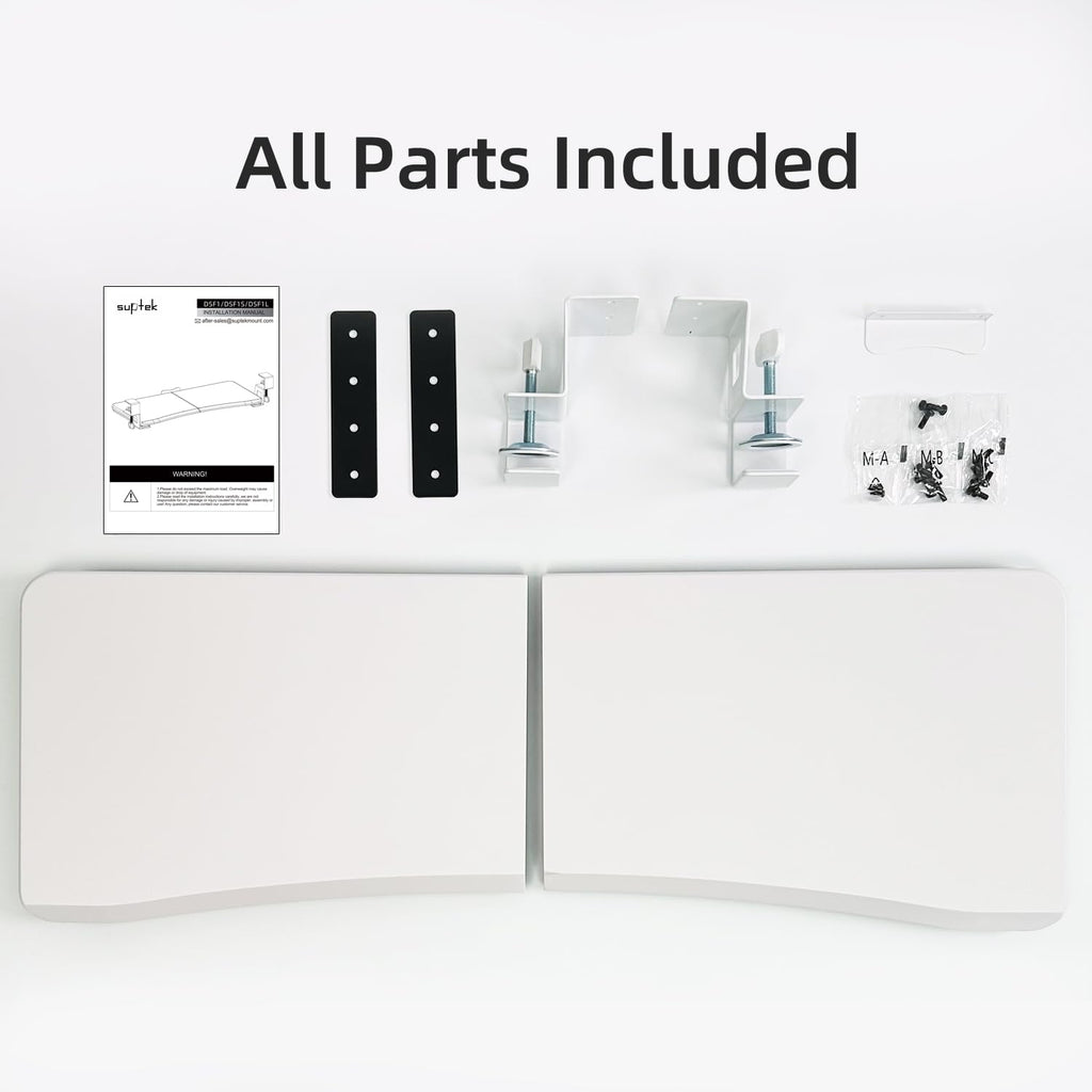 Large Keyboard Tray Under Desk Pull Out with C Clamp Mount, Computer Keyboard & Mouse Tray, 34 (38 Including Clamps) x 11.8 inch Slide-Out Platform Computer Drawer for Typing, White, DSF1LW