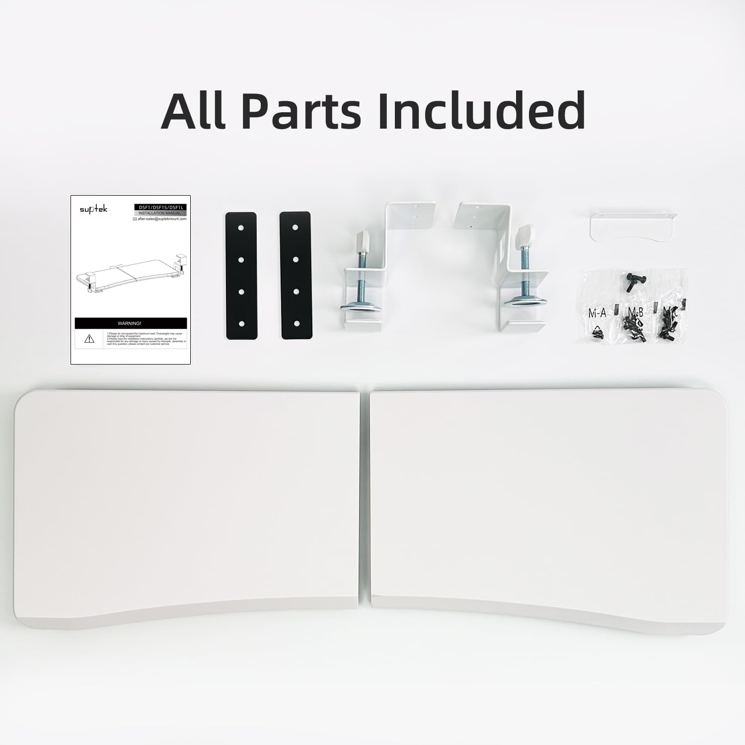 Large Keyboard Tray Under Desk Pull Out with C Clamp Mount, Computer Keyboard & Mouse Tray, 34 (38 Including Clamps) x 11.8 inch Slide-Out Platform Computer Drawer for Typing, White, DSF1LW
