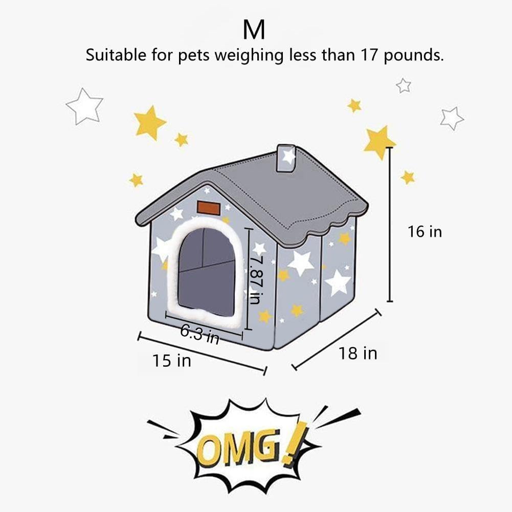 Dog House Indoor Memory Sponge, Foldable Dog House Kennel Bed Mat with Cushion for Small Medium Large Dogs Cats, Winter Warm Cat Nest Puppy Cave Sofa Pet Products (Medium)