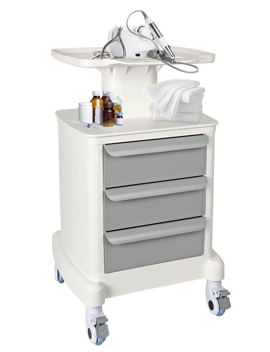 Mobile Trolley Cart for Portable Ultrasound Imaging Scanner Vehicle Trolley Beauty Storage Cart 115 LBS Load with 3 Drawers 4 Wheels for Hospital Office Bedroom Clinic