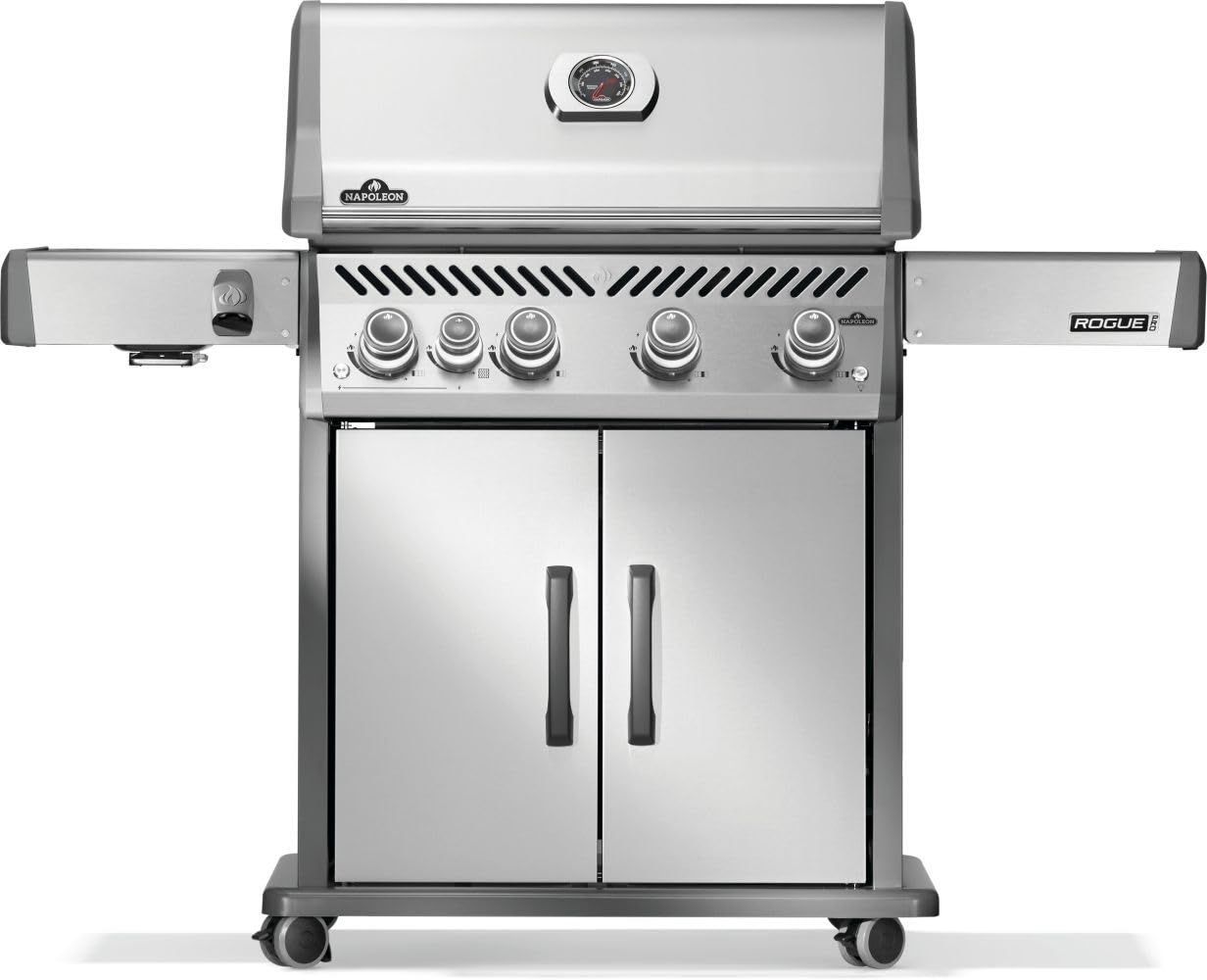 Rogue PRO 525 Natural Gas Grill with Infrared Side Burner, Stainless Steel, Durable 5-Burner Gas Grill