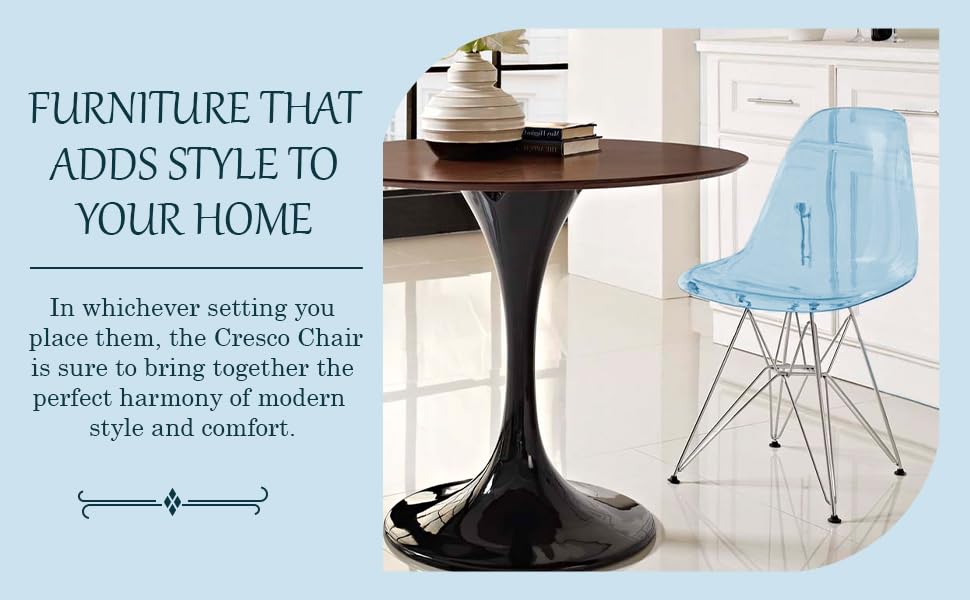 Dining Chairs with Chrome Eiffel Base – Set of 2, Curved Back Ergonomic Accent Side Chairs for Modern and Mid-Century Kitchens and Cafes