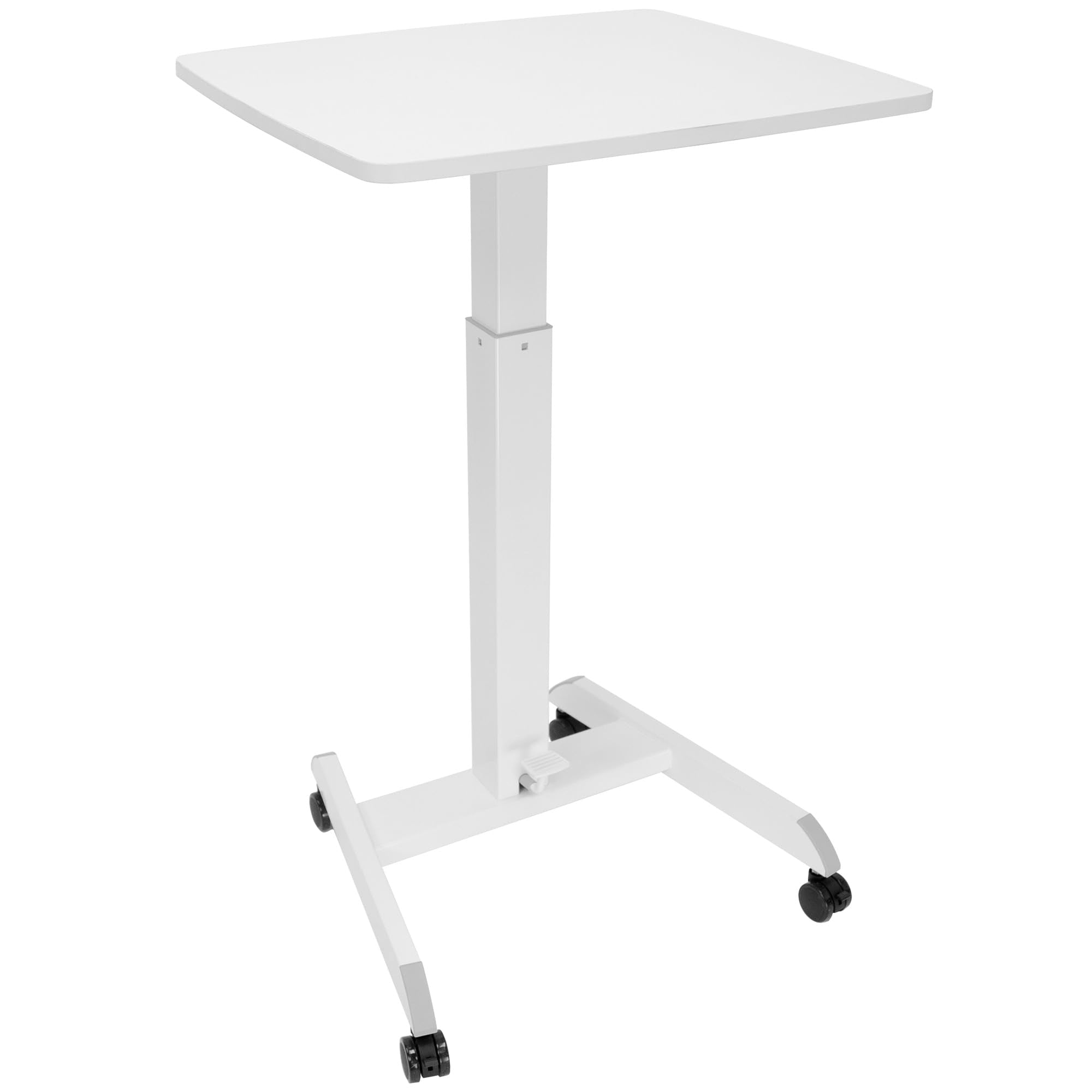 Adjustable Rolling Laptop Desk, Mobile Standing Desk with Wheels, Small Sit-Stand Computer Cart for Home, Office, or Classroom, 29.6–44.2