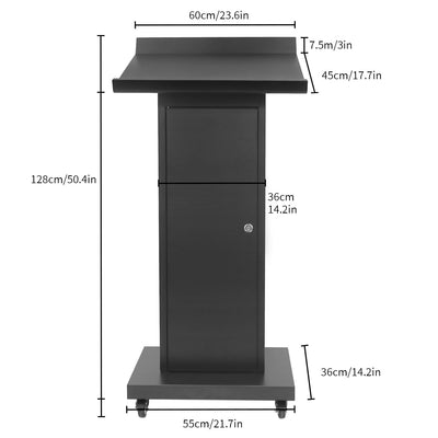 Metal Podium Stand, Lectern for Presentations (Black-03)