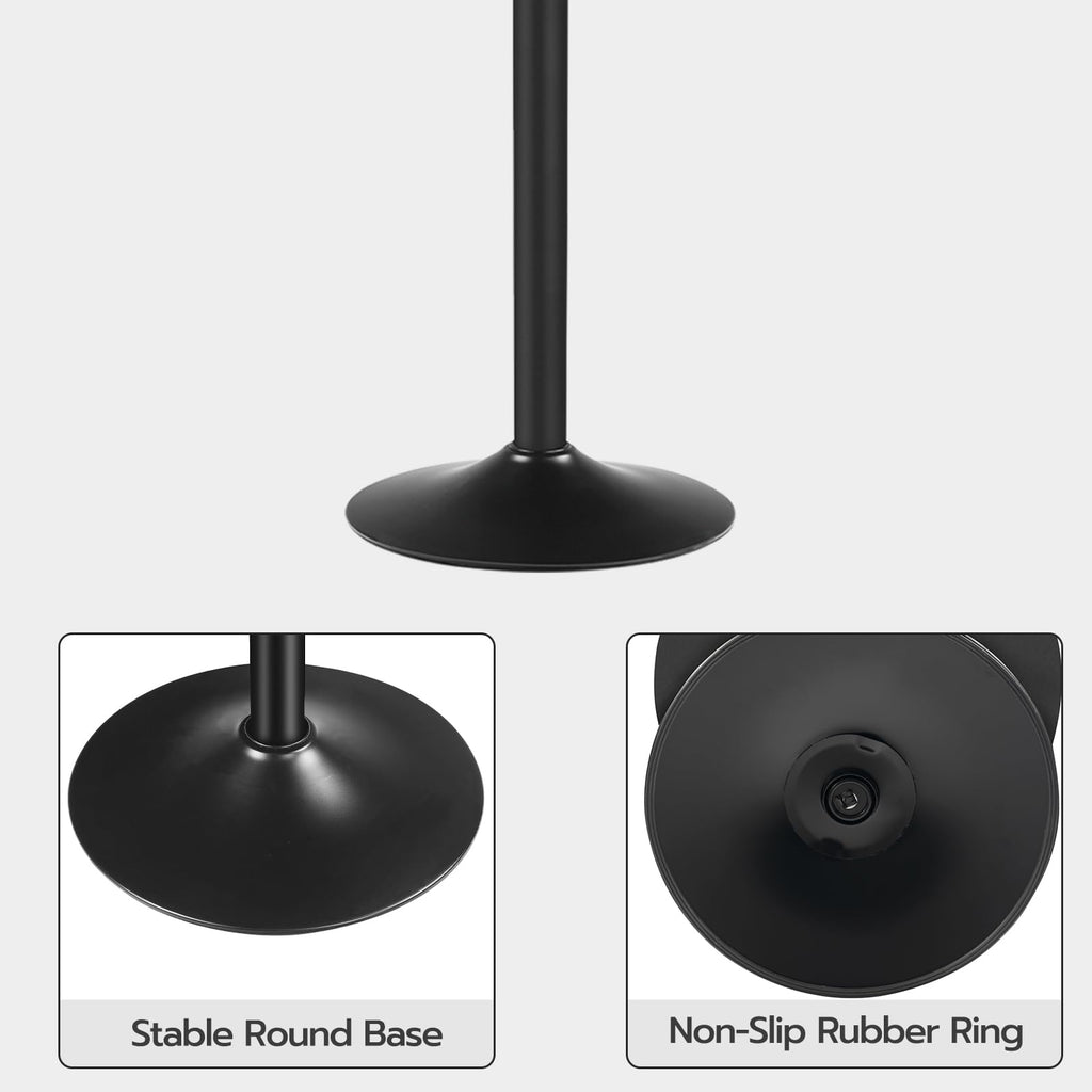 2 Pcs Bar Table, Height-Adjustable Round Pub Table 27-35.4 Inches with Sturdy Base, Modern Style Bar Table Easy Assembly with Metal Base for Pub, Party and Small Places, Black
