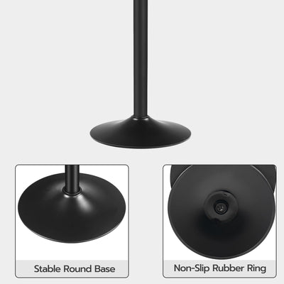 2 Pcs Bar Table, Height-Adjustable Round Pub Table 27-35.4 Inches with Sturdy Base, Modern Style Bar Table Easy Assembly with Metal Base for Pub, Party and Small Places, Black