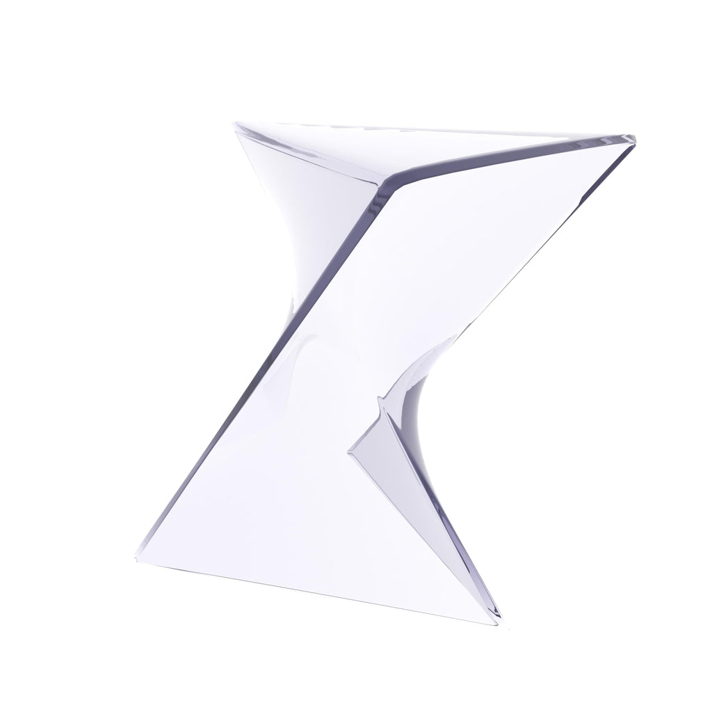 15.75" Clear Stackable Plastic Side Table - Weather-Resistant Triangular Accent Table for Living Room, Patio, or Backyard