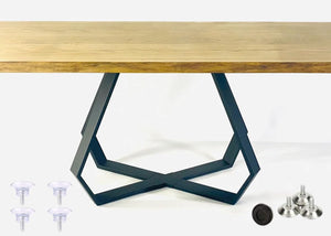 28 Inch Dinning Table Legs,Metal Diamond Shape Coffee Table Base with Suction Cups, Heavy Duty Desk Base for Marble,Glass,Wood Top,DIY Furniture Legs for Home,Kitchen (Black)