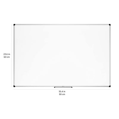 Large Magnetic Dry Erase Whiteboard with Aluminum Frame, Pen Tray, Wall Mountable, 35.4