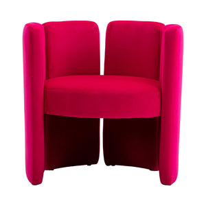 Velvet Accent Chair,Unique Barrel Upholstered Chair with Circular Backrest Modern Design Cute Side Decorative Chairs for Living Room/Lounge/Bedroom/Reading Room,Rose