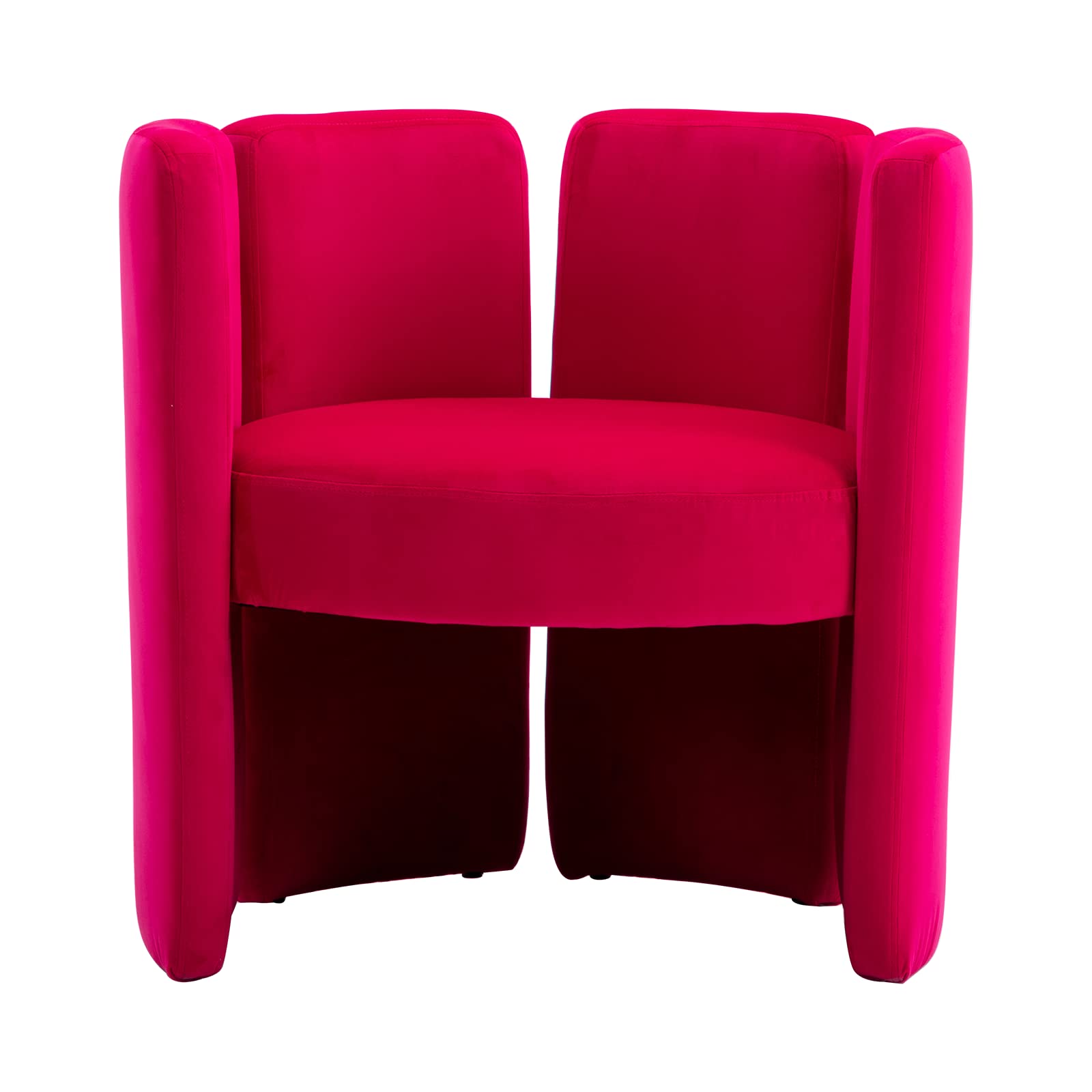 Velvet Accent Chair Set of 2, Unique Barrel Upholstered Chair with Circular Backrest Modern Design Cute Side Decorative Chairs for Living Room/Lounge/Bedroom/Reading Room,Rose