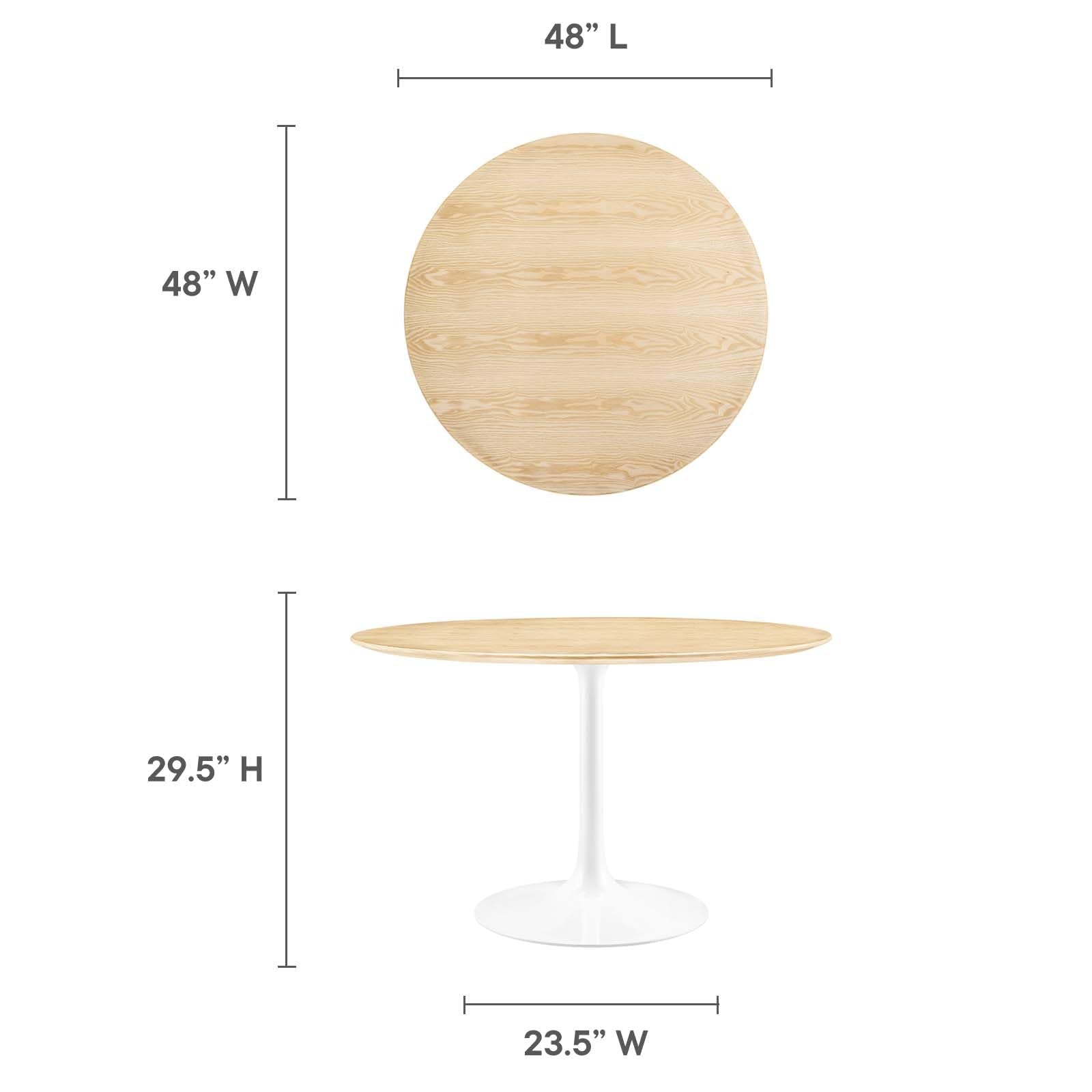 Dining Table, 48", White Natural