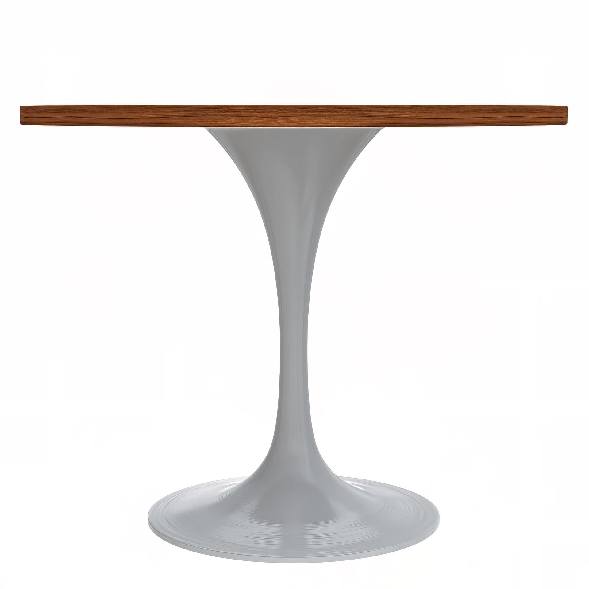 Mid-Century Modern 36 Inch Round Dining Table, MDF Wood Tabletop with White Steel Pedestal Base, Contemporary Kitchen & Dining Room Table, for Small Spaces (Cognac Brown)