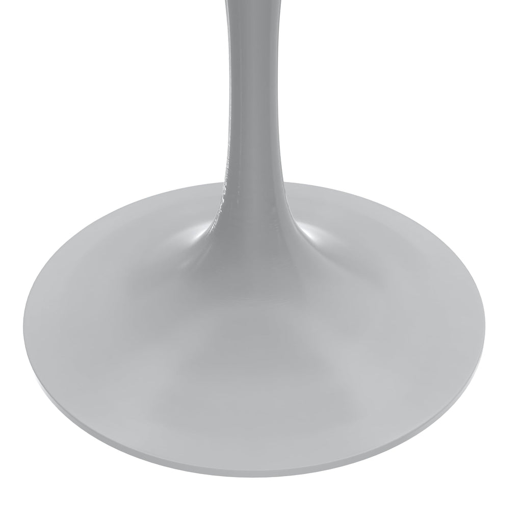 Mid-Century Modern 27 Inch Round Dining Table, MDF Wood Tabletop with White Steel Pedestal Base, Contemporary Kitchen & Dining Room, Small Space Breakfast Table, Light Natural Wood