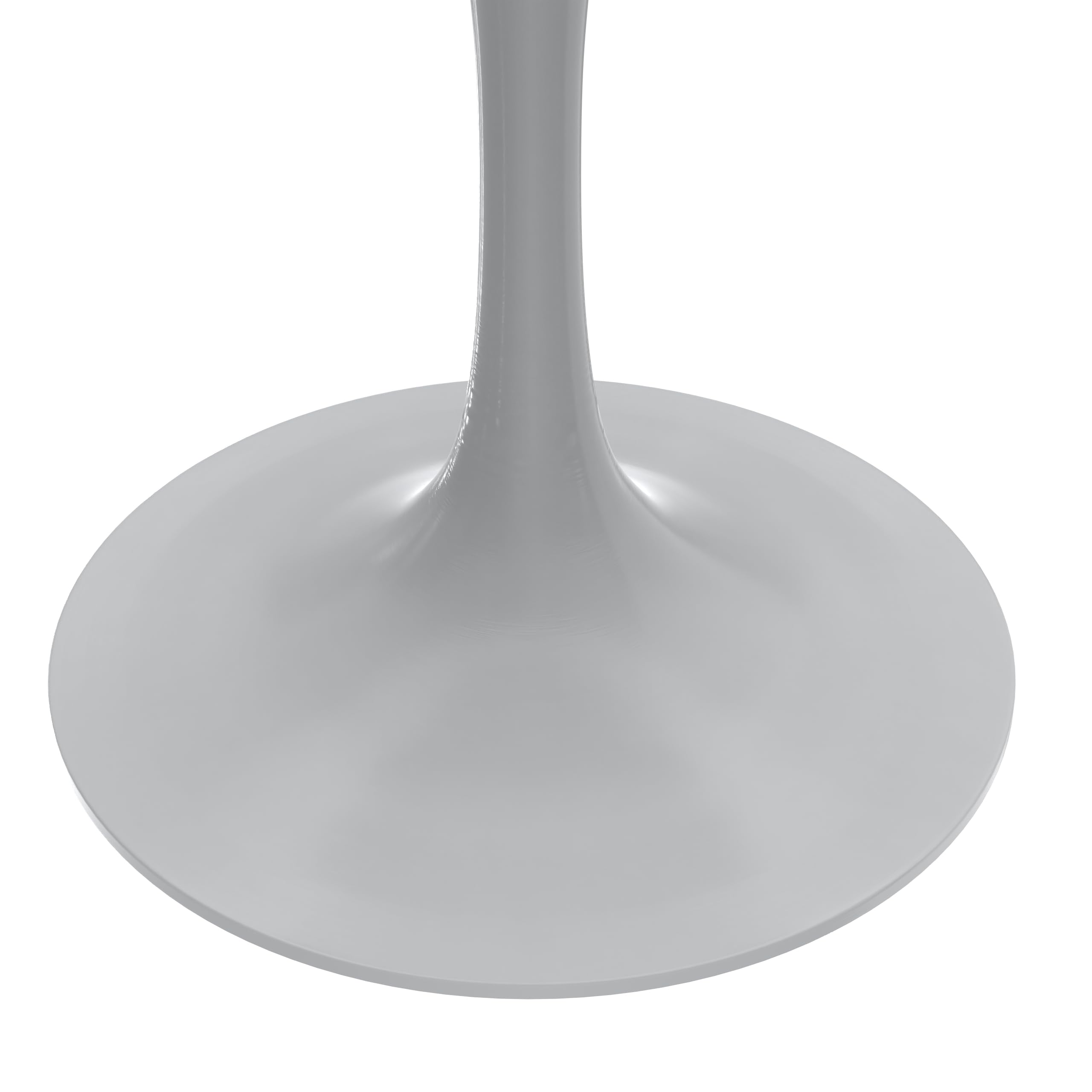 Mid-Century Modern 27 Inch Round Dining Table, MDF Wood Tabletop with White Steel Pedestal Base, Contemporary Kitchen & Dining Room, Small Space Breakfast Table, Light Natural Wood