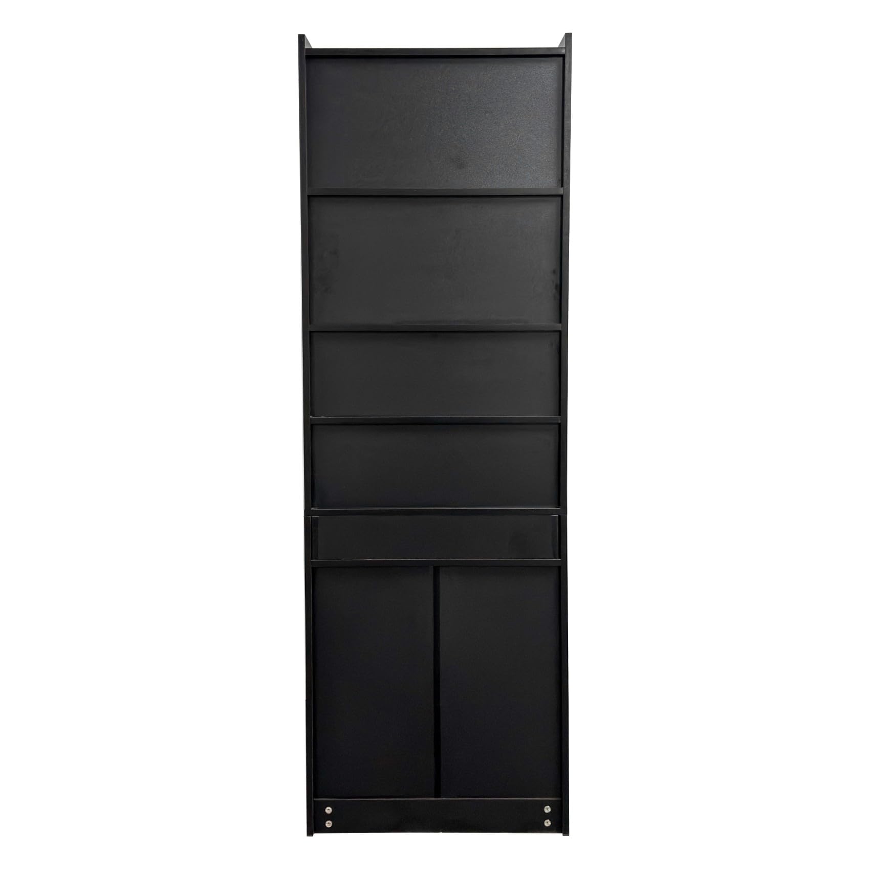 Fold-Out Home Office Desks Writing Table with Glass Doors, Drawers, Bookshelf & Storage Shelves, Modern Wooden Convertible Workstation for Work, Study