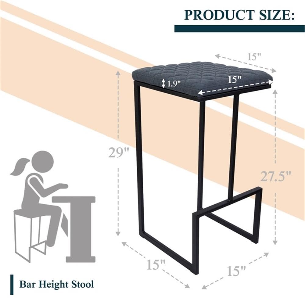 Counter Height Bar Stool, Modern Backless Bar Stool for Kitchen Island & Home Bar, Faux Leather Upholstered Seat with Metal Frame, Industrial Style Counter Stool, Blue