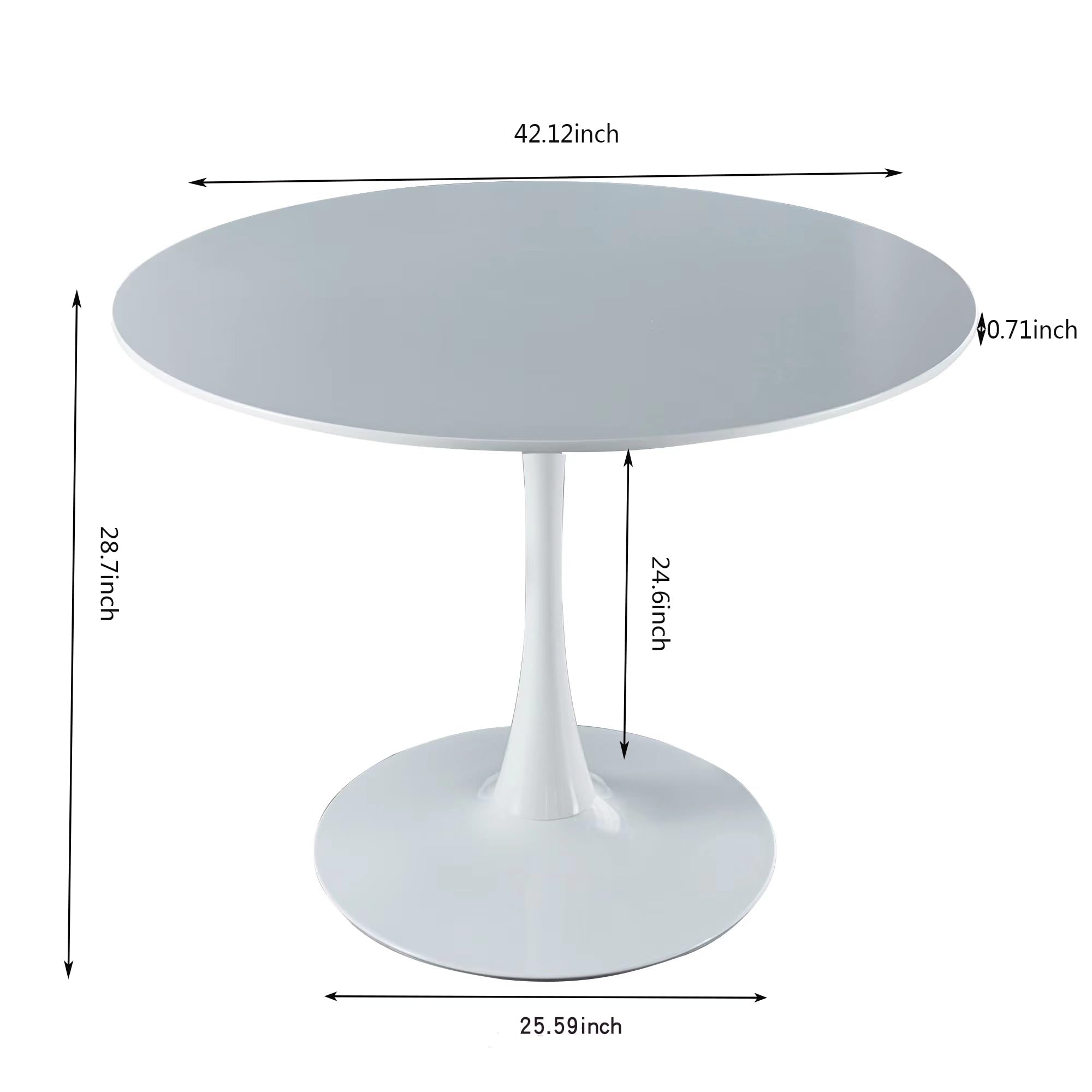 42" Tulip Table for 4-6 Persons Modern Round Dining Room Table, Mid-Century Modern White Small Kitchen Table with MDF Wooden Top, Leisure Coffee Table for Living Room, Dining Room, Office