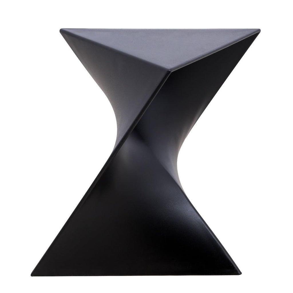 15.75" Triangular Side Table, Stackable Plastic Accent End Table for Indoor & Outdoor Use, Weather-Resistant Modern Patio & Living Room Table, Set of 2, Black