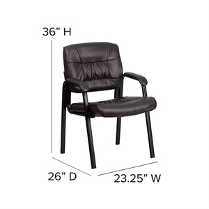 Haeger LeatherSoft Tufted Executive Reception Chair with Padded Armrests, Upholstered Side Chair for Living Room or Office, Brown