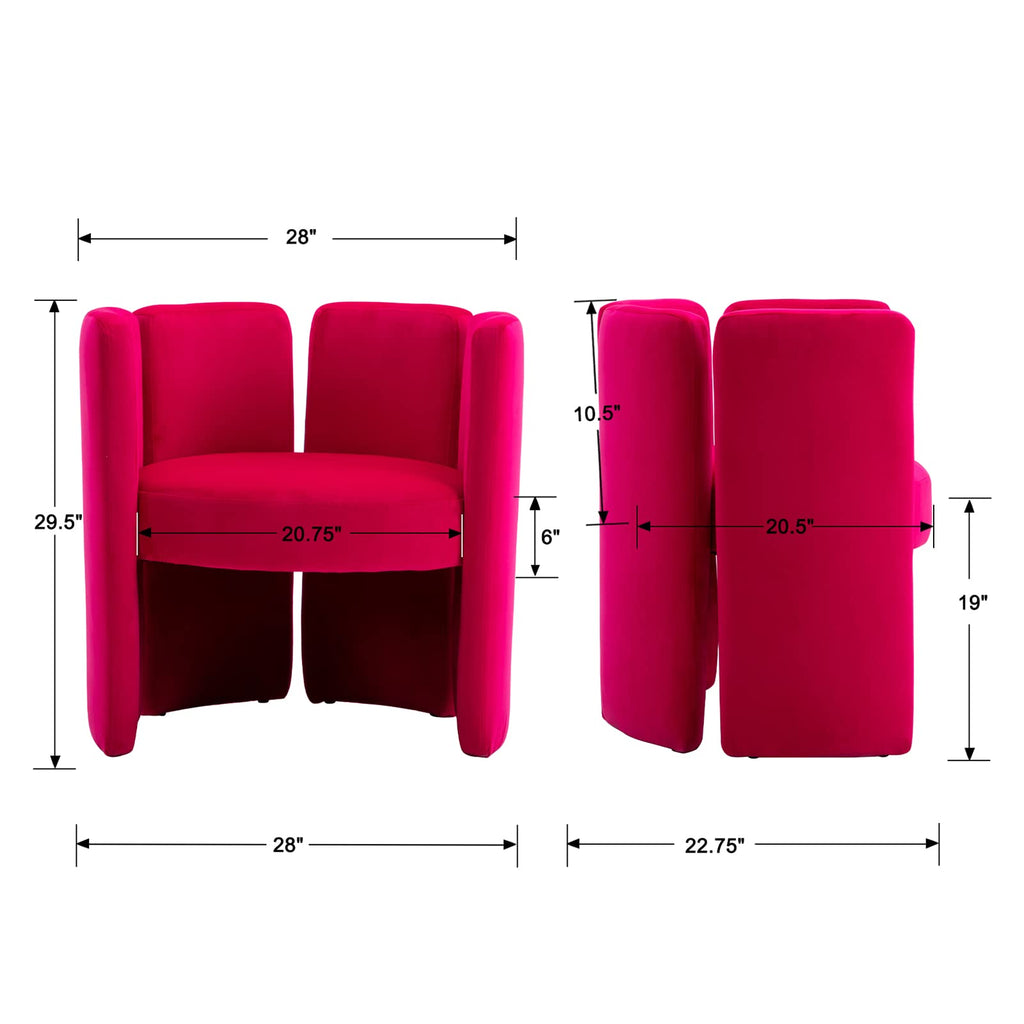 Velvet Accent Chair Set of 2, Unique Barrel Upholstered Chair with Circular Backrest Modern Design Cute Side Decorative Chairs for Living Room/Lounge/Bedroom/Reading Room,Rose