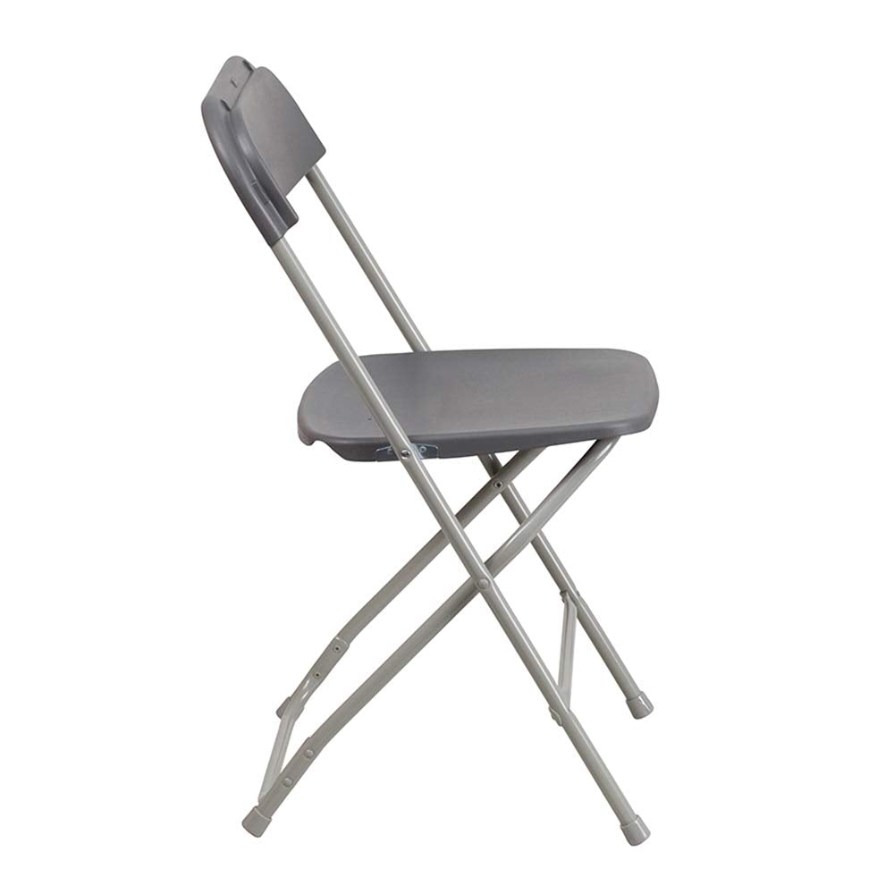 Set of 10, Gray, Hercules Series Plastic Folding Chairs for Parties and Weddings, Stackable Commercial Event Seats,
