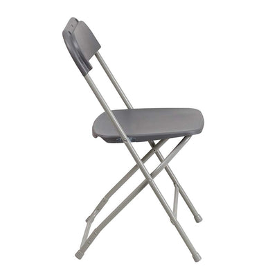 Set of 10, Gray, Hercules Series Plastic Folding Chairs for Parties and Weddings, Stackable Commercial Event Seats,
