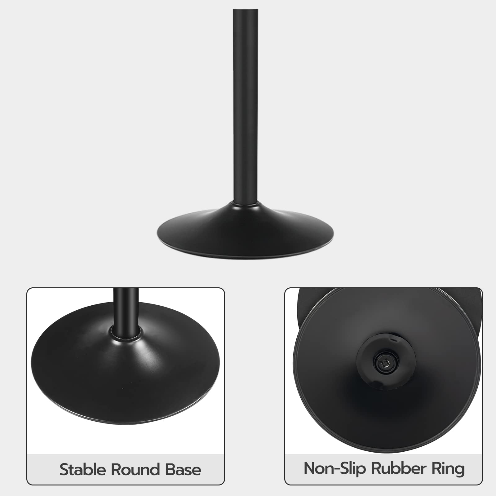 Bar Table, Height-Adjustable Round Pub Table 27-35.4 Inches, Cocktail Table with Sturdy Base, Modern Style, Easy to Assemble, Suitable for Small Space, Black
