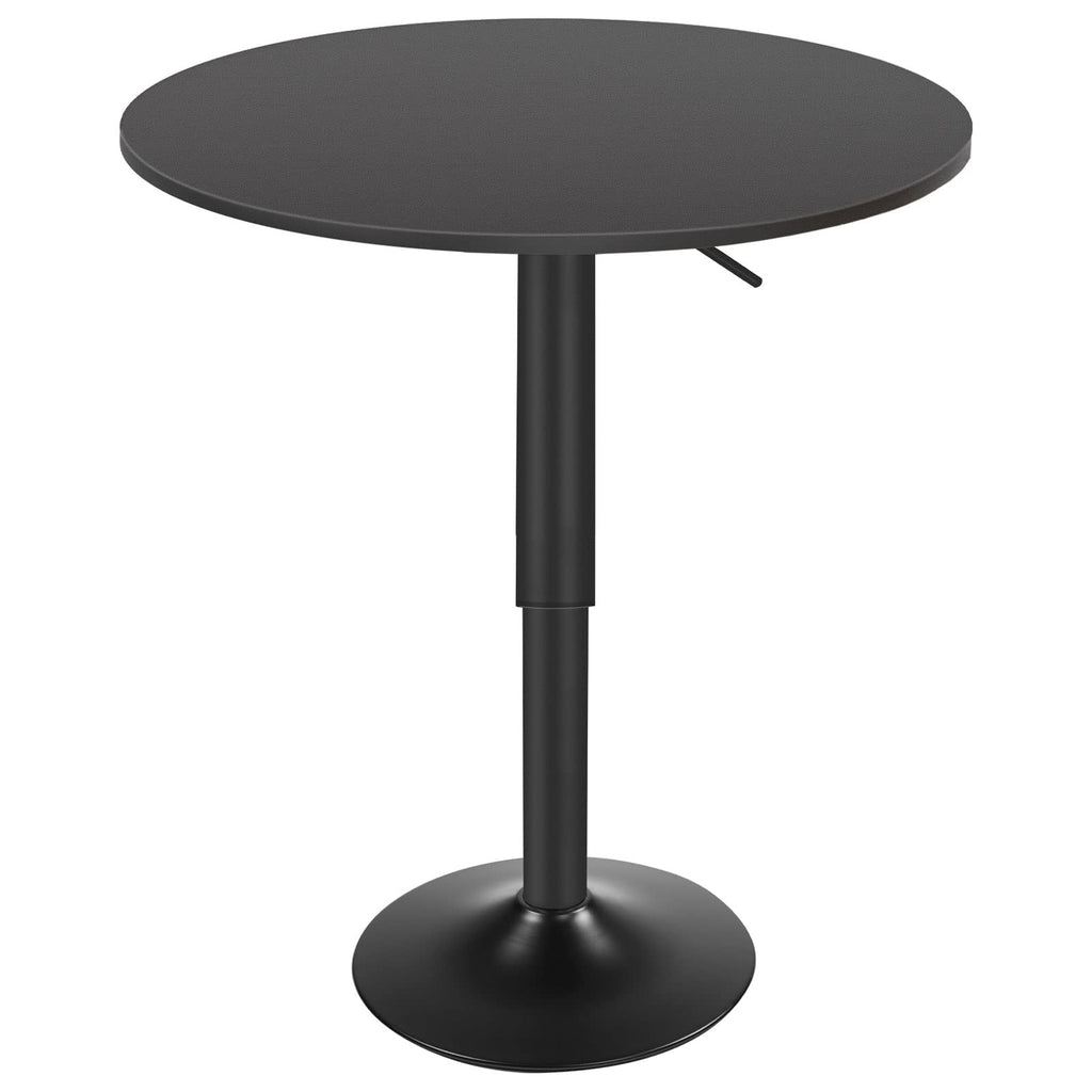 Bar Table, Height-Adjustable Round Pub Table 27-35.4 Inches, Cocktail Table with Sturdy Base, Modern Style, Easy to Assemble, Suitable for Small Space, Black